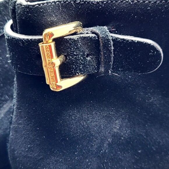 MK Michael Kors Black Suede Side Zip Block Heel Ankle Boots sz.7M $295 - Picture 7 of 10